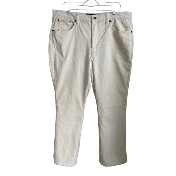LRL Lauren Jeans Co Corduroy Pants Sz 16 Classic Bootcut Cream High Rise Stretch - Picture 1 of 10